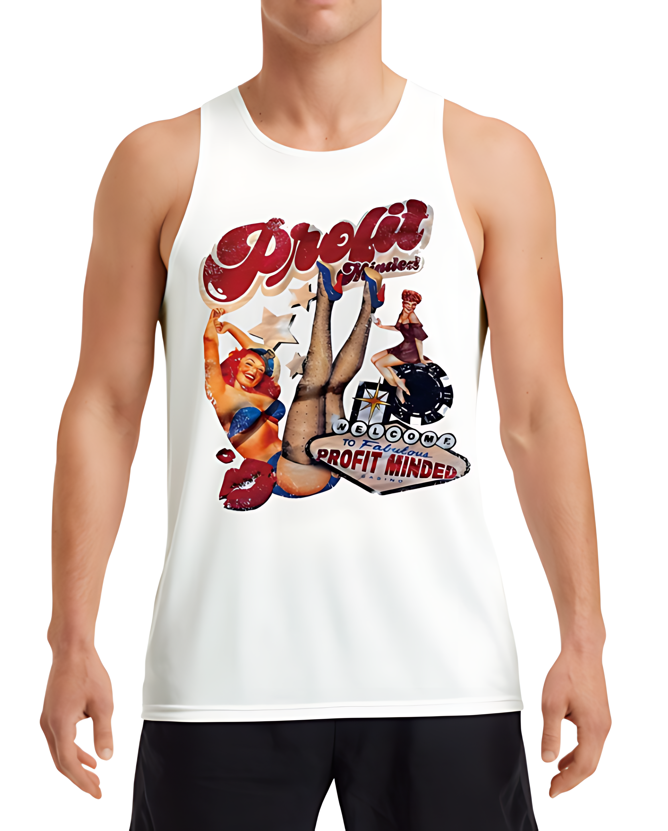 Men's Casual Sleeveless Tank Top, Creative Retro Pattern, Crew Neck, Elastic, Breathable Moisture-Wicking Fabric, Suitable For Summer Sports, Gym Workout, Layering